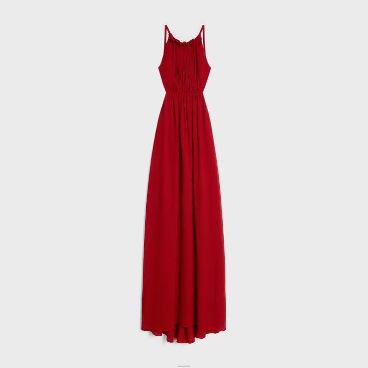 CELINE Carmin Long Open Back Dress in Silk Georgette R0ZNN659