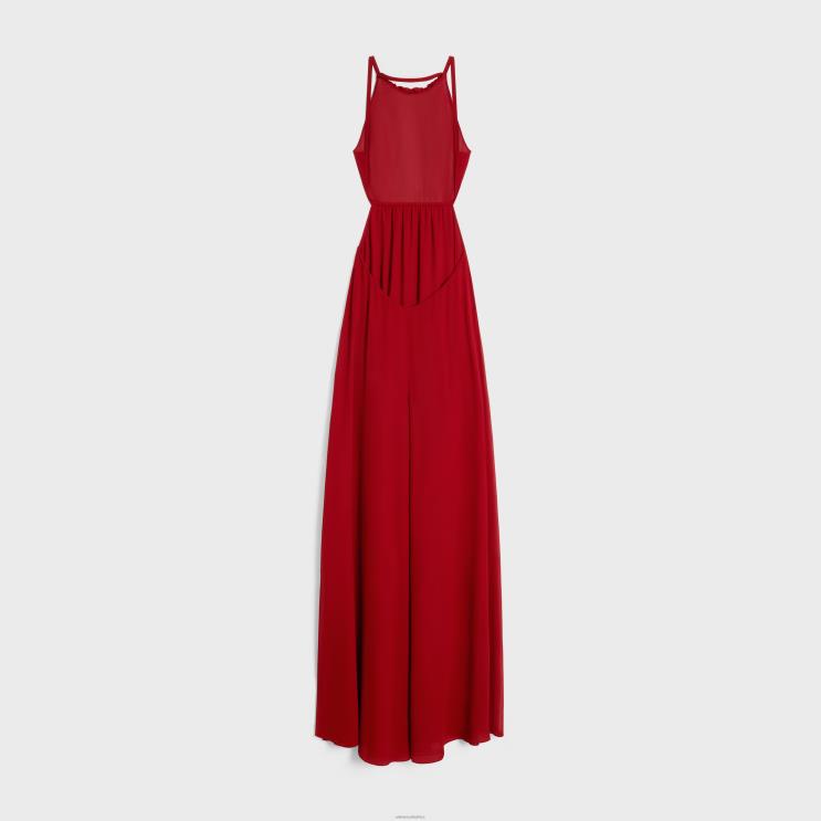 CELINE Carmin Long Open Back Dress in Silk Georgette R0ZNN659