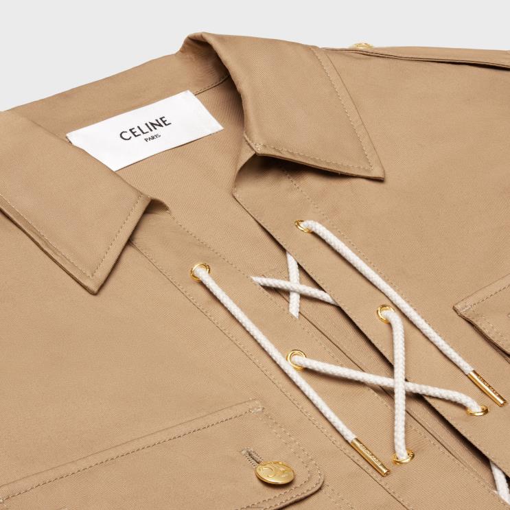 CELINE Corde Saharienne Mini Dress in Cotton Linen R0ZNN797