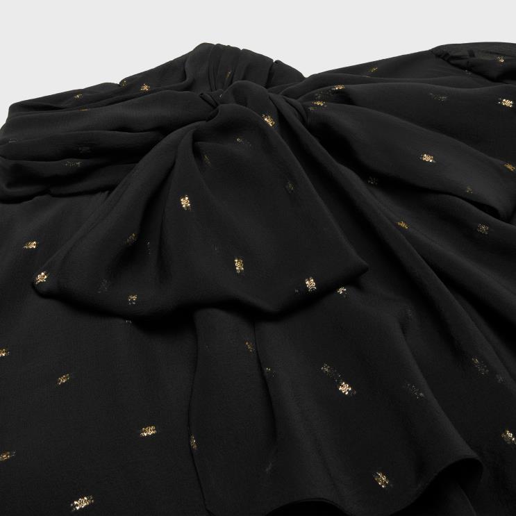 CELINE Noir/Or Babydoll Dress in Silk Georgette R0ZNN651