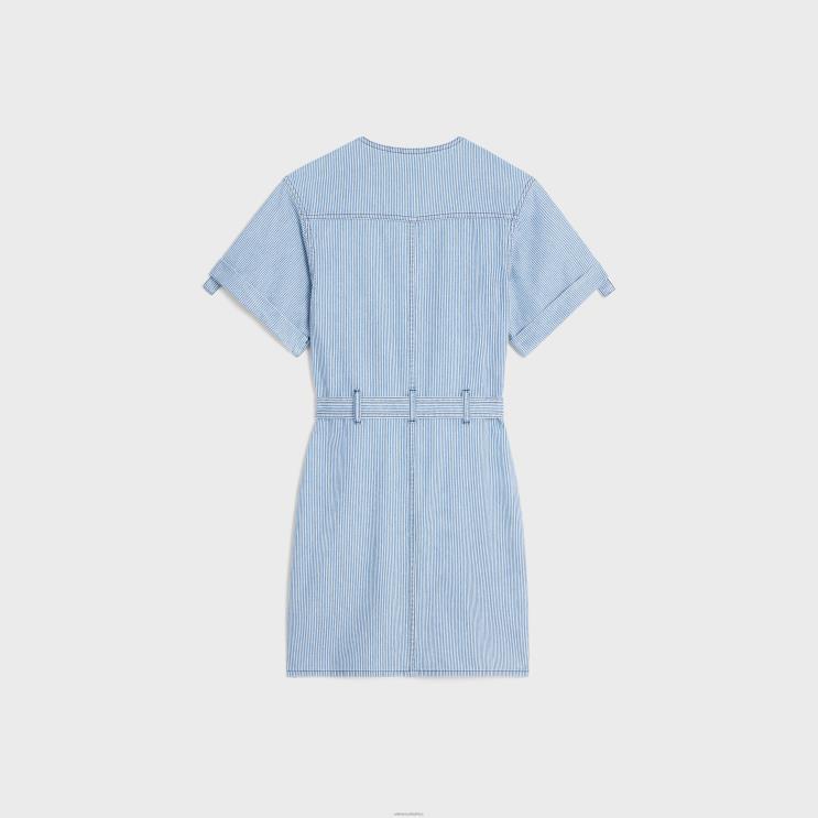 CELINE Wave Wash Mini Military Dress in Cotton Hickory R0ZNN801