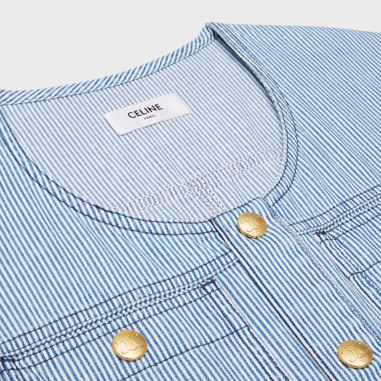 CELINE Wave Wash Mini Military Dress in Cotton Hickory R0ZNN801