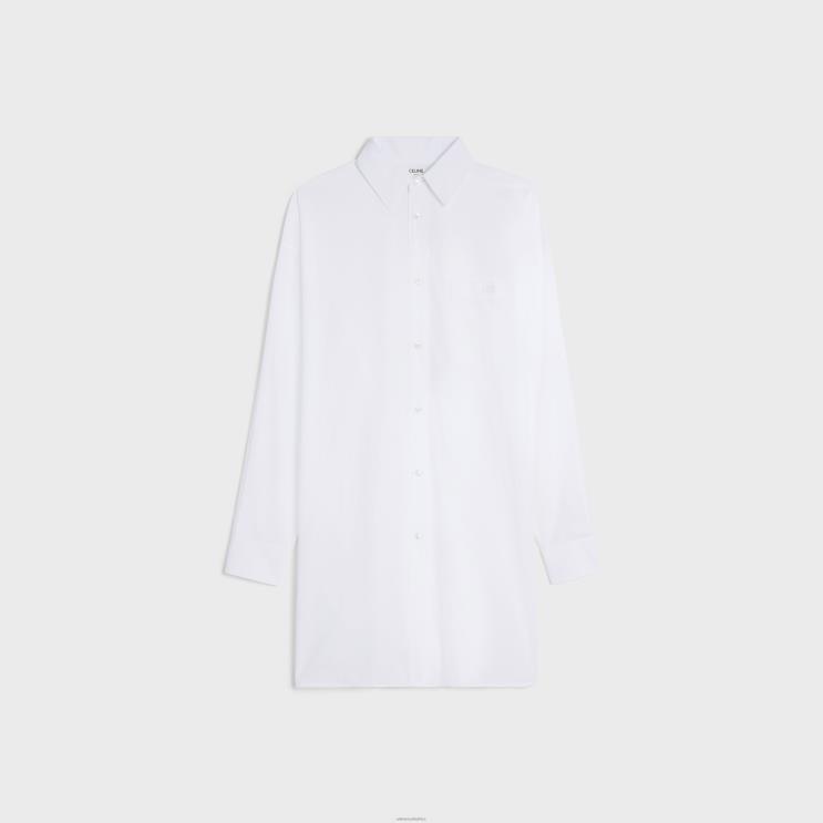 CELINE White Painter Shirt Dress in Cotton Batiste R0ZNN798