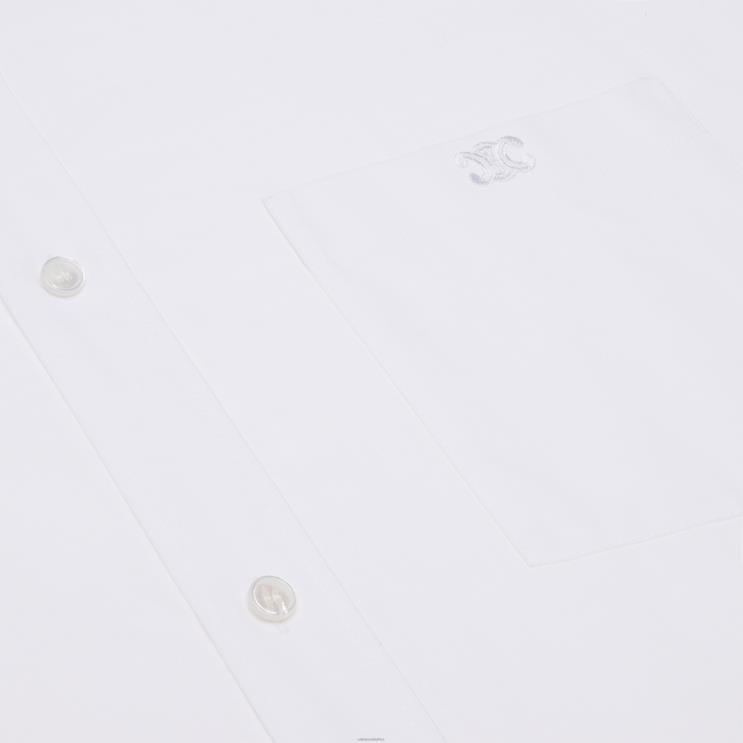 CELINE White Painter Shirt Dress in Cotton Batiste R0ZNN798
