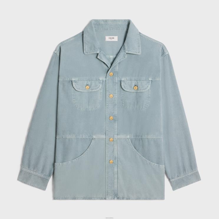 CELINE Aged Corduroy Rinse Car Coat Jacket in Corduroy R0ZNN567