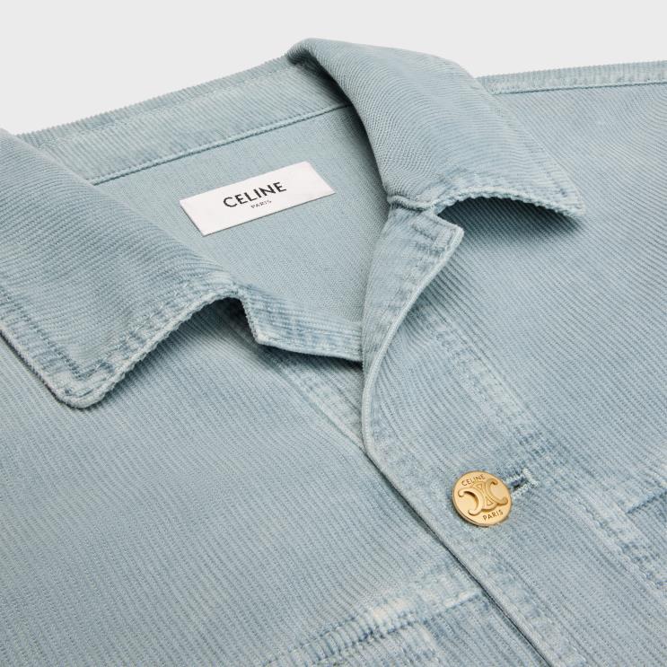 CELINE Aged Corduroy Rinse Car Coat Jacket in Corduroy R0ZNN567