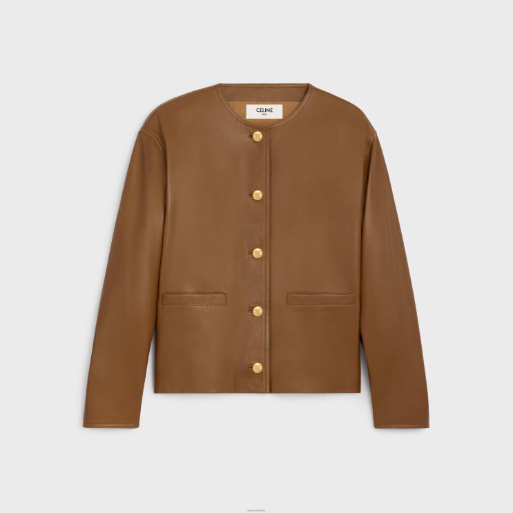 CELINE Beige Jacket With Pure Collar in Soft Lambskin R0ZNN624