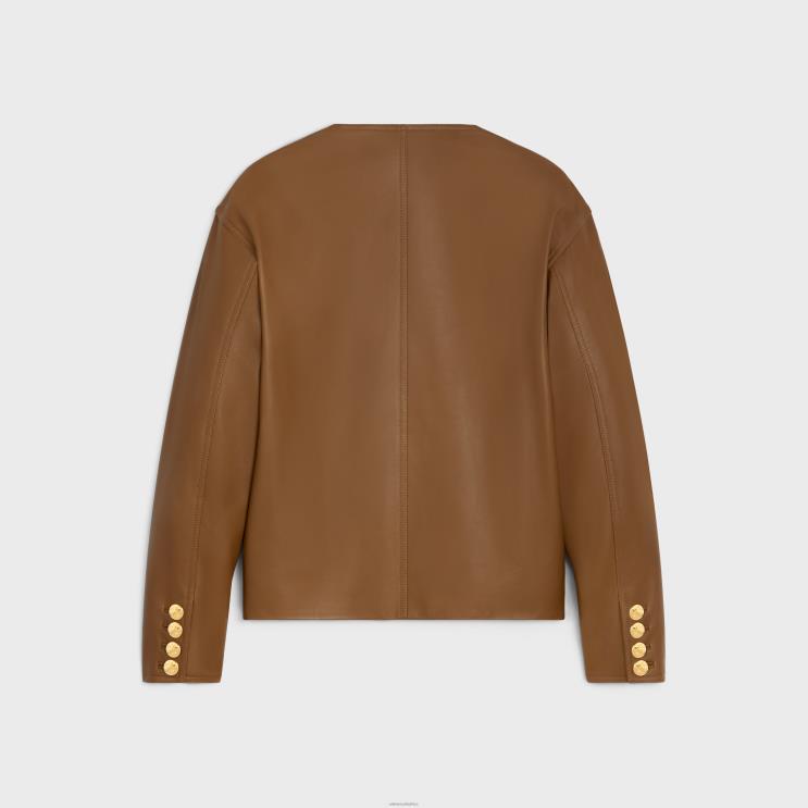 CELINE Beige Jacket With Pure Collar in Soft Lambskin R0ZNN624