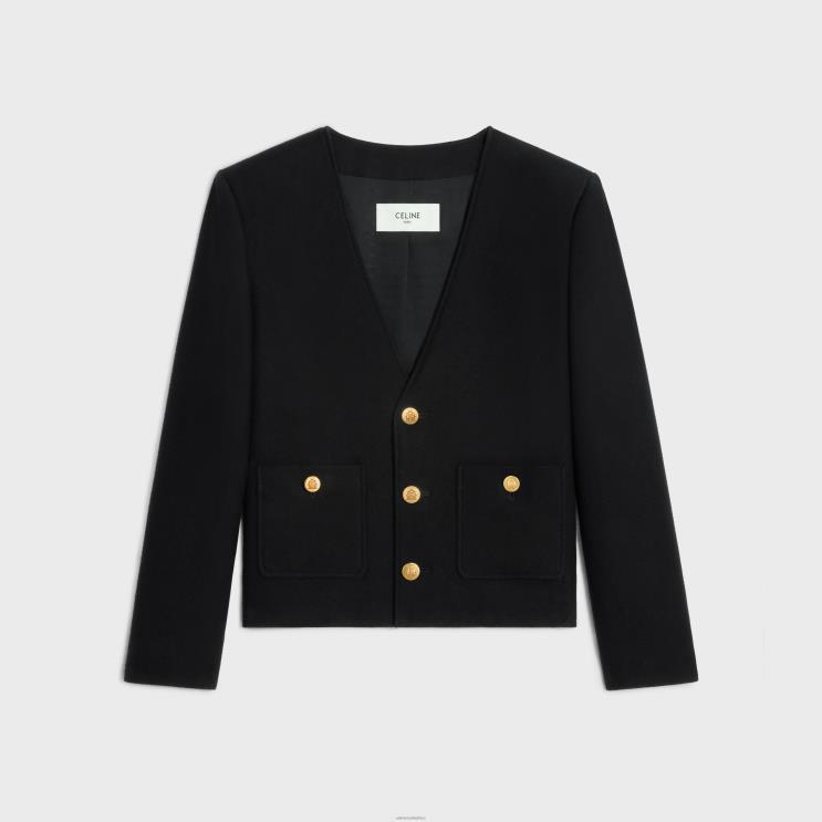 CELINE Black Chasseur Jacket in Cashmere Flannel R0ZNN629