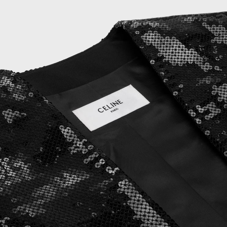 CELINE Black Embroidered Bolero in Wool Gabardine R0ZNN726