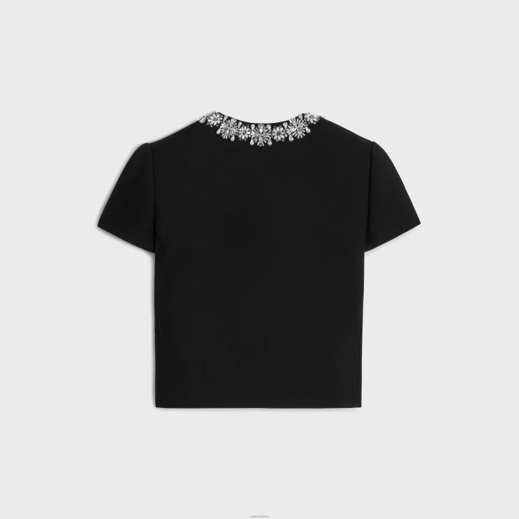 CELINE Black Embroidered Chelsea Jacket in Diagonal Wool R0ZNN551