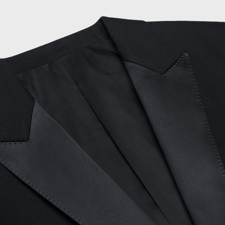CELINE Black Jude Tux Jacket in Wool Gabardine R0ZNN711