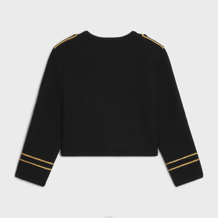 CELINE Black Military Cardigan Jacket in Wool R0ZNN618