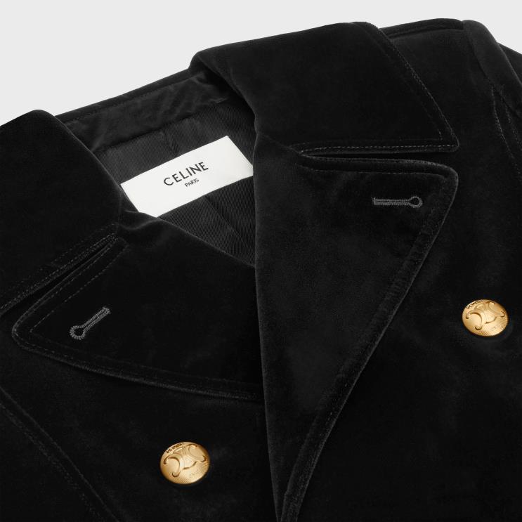 CELINE Black Military Peacoat in Cotton Velvet R0ZNN685
