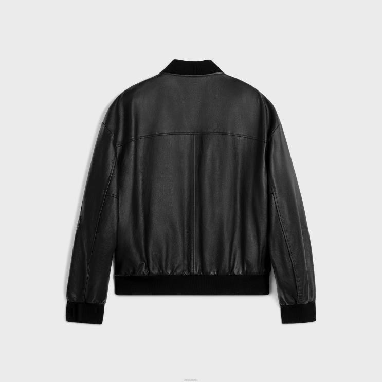 CELINE Black Oversized Bomber Jacket in Calfskin R0ZNN560