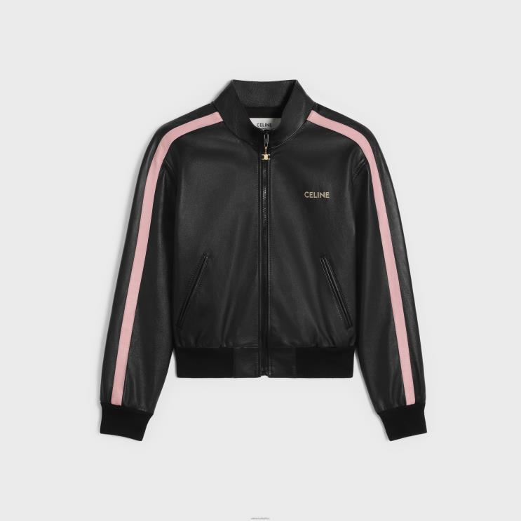 CELINE Black/Pink Tracksuit Jacket in Soft Lambskin R0ZNN558