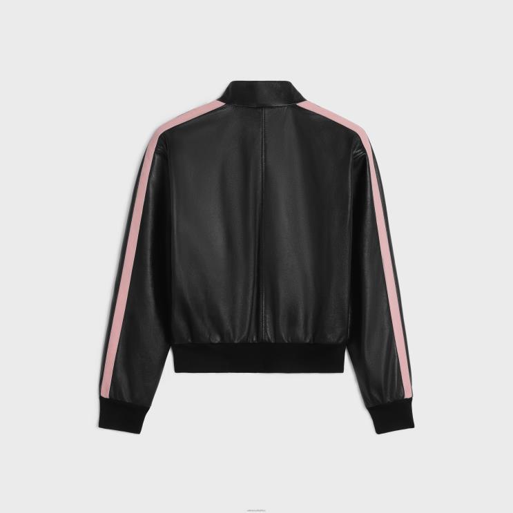 CELINE Black/Pink Tracksuit Jacket in Soft Lambskin R0ZNN558