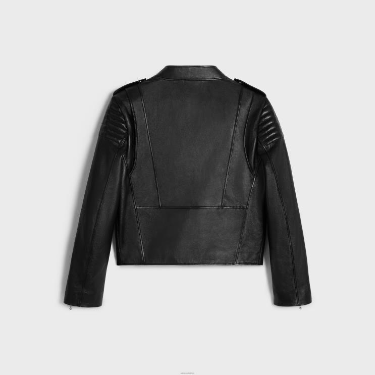 CELINE Black Racer Blouson Jacket in Soft Lambskin R0ZNN561
