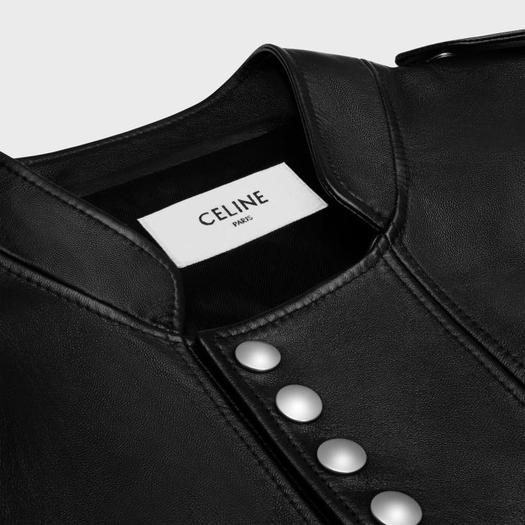 CELINE Black Racer Blouson Jacket in Soft Lambskin R0ZNN561