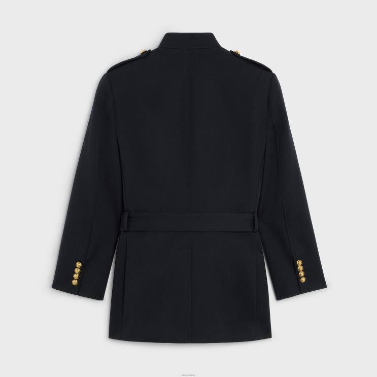 CELINE Black Saharienne Military Jacket in Wool R0ZNN697