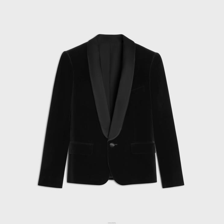 CELINE Black Short Tux Jacket in Cotton Velvet R0ZNN723
