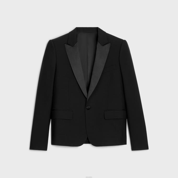 CELINE Black Short Tux Jacket in Mohair & Silk R0ZNN724