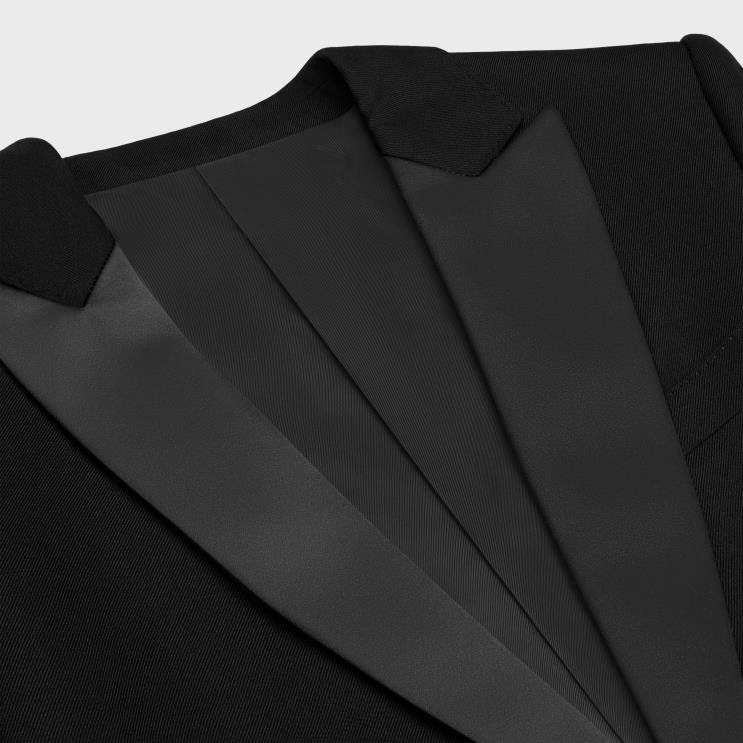 CELINE Black Short Tux Jacket in Mohair & Silk R0ZNN724