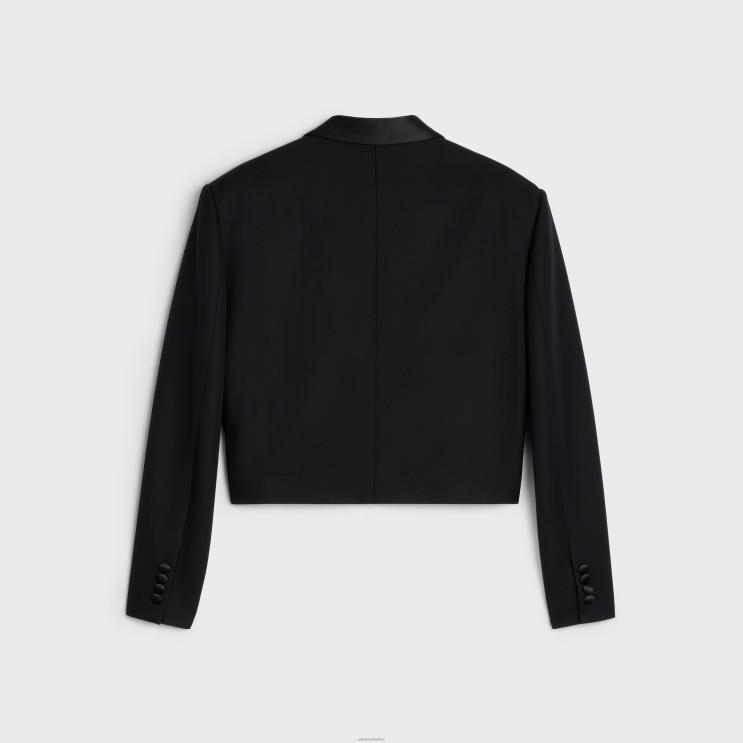 CELINE Black Spencer Tux Jacket in Grain De Poudre R0ZNN725