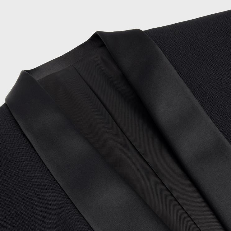 CELINE Black Spencer Tux Jacket in Grain De Poudre R0ZNN725