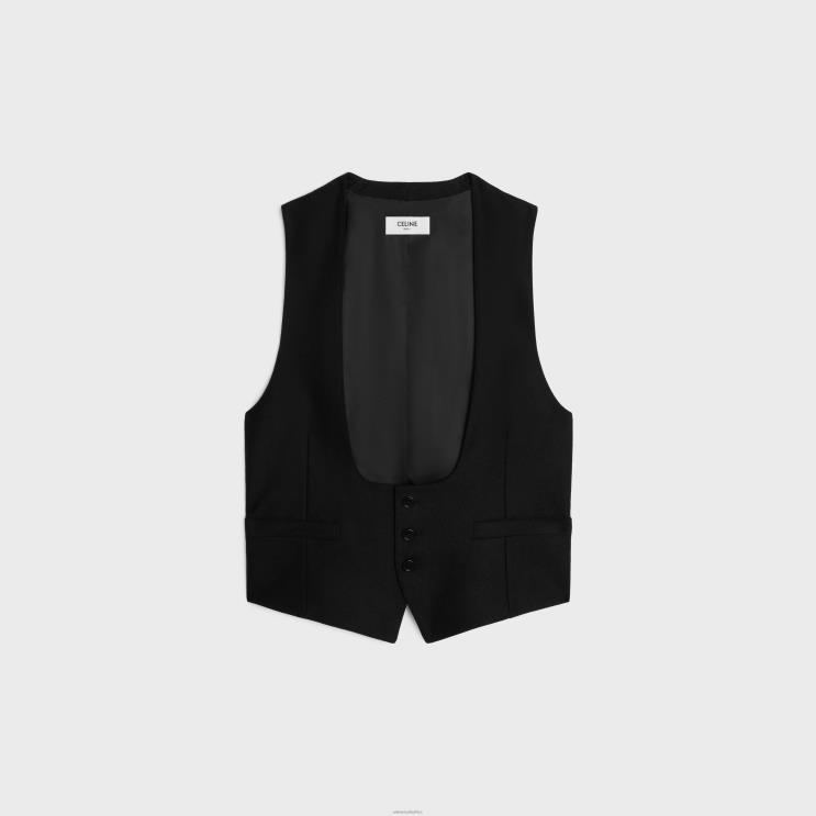 CELINE Black Waistcoat in Cashmere Flannel R0ZNN727