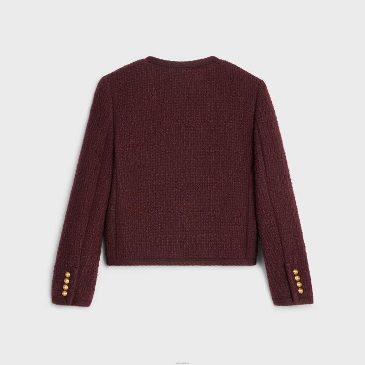 CELINE Bordeaux Chelsea Jacket in Boucle Tweed R0ZNN690