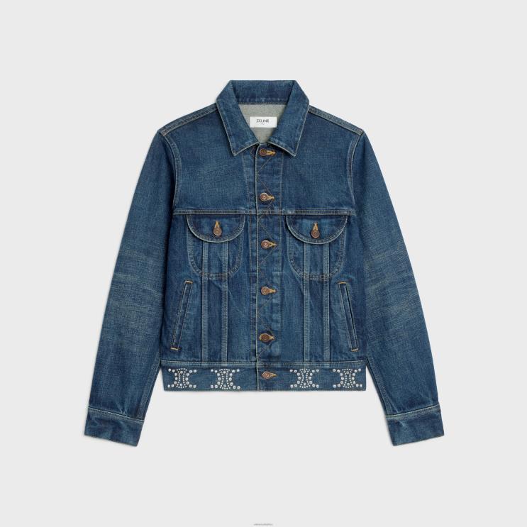 CELINE Clean Dark Union Wash Trucker Jacket in Denim R0ZNN734