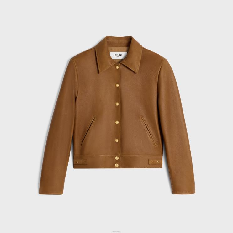 CELINE Cognac Blouson Jacket in Patina Finish Suede R0ZNN625