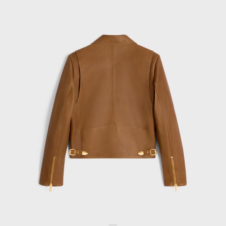 CELINE Cognac Blouson Jacket in Patina Finish Suede R0ZNN625