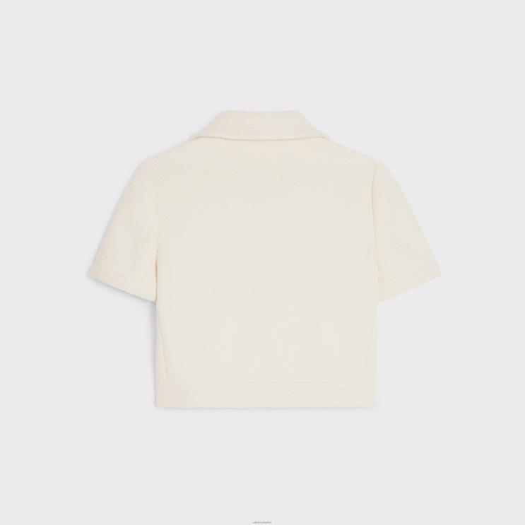 CELINE Craie Cropped Chelsea Jacket in Tweed R0ZNN736