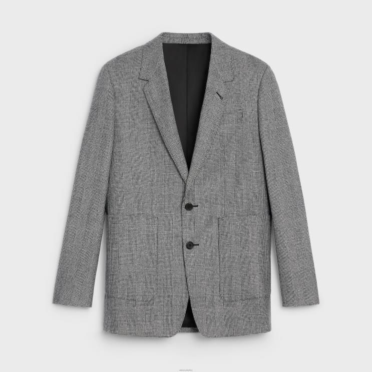 CELINE Craie/Noir Tomboy Jacket in Flannel R0ZNN719