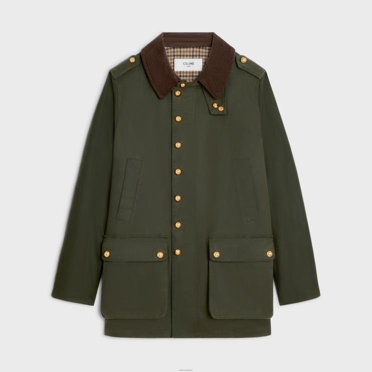 CELINE Dark Kaki Hunting Jacket in Waxed Fabric R0ZNN702