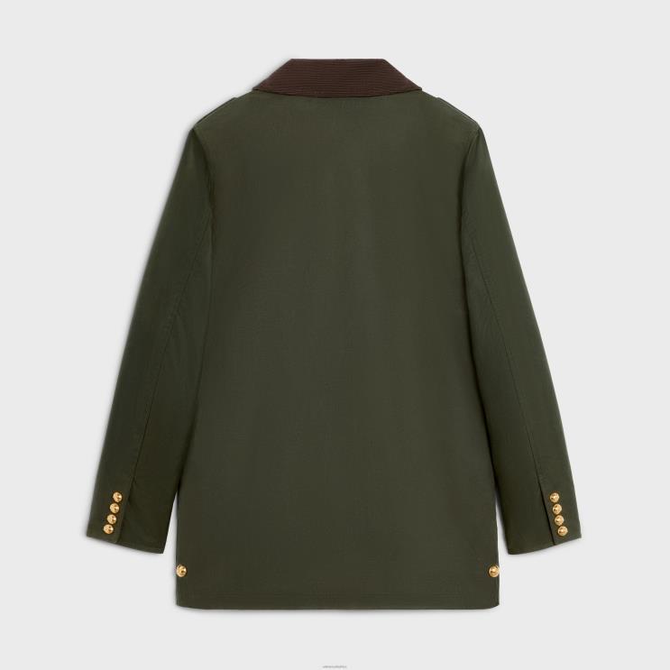 CELINE Dark Kaki Hunting Jacket in Waxed Fabric R0ZNN702