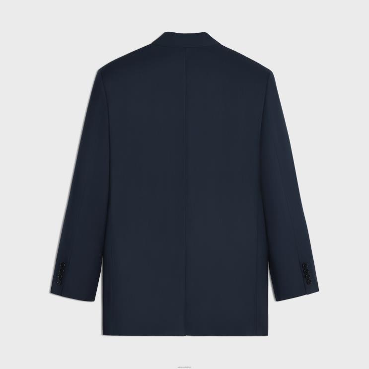 CELINE Dark Navy Tommy Jacket in Striped Wool R0ZNN572