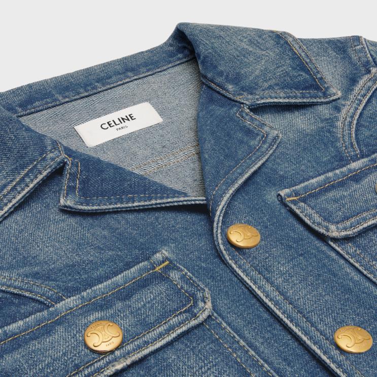 CELINE Dark Union Wash Trucker Jacket in Denim R0ZNN630