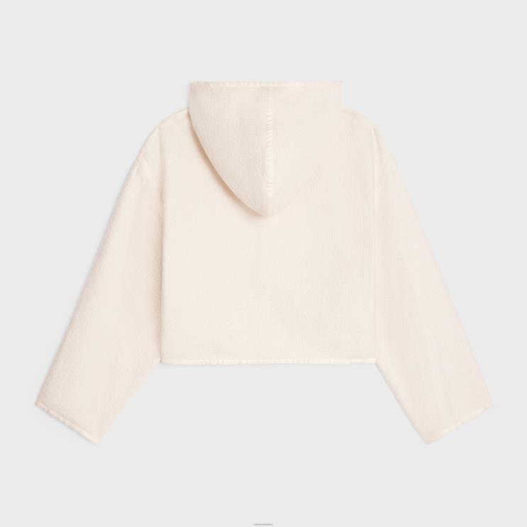 CELINE Ecru Duffle Cardigan in Cotton Tweed R0ZNN696