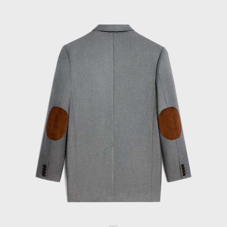 CELINE Gris Melange Tommy Jacket in Cashmere Flannel R0ZNN575