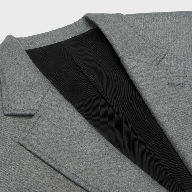 CELINE Gris Melange Tommy Jacket in Cashmere Flannel R0ZNN575