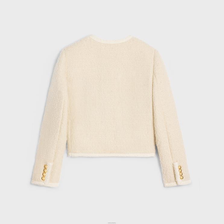 CELINE Ivoire Chelsea Jacket in Cashmere Bouclette Natte R0ZNN555