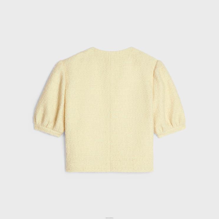 CELINE Jaune Paille Cardigan Jacket in Boucle Tweed R0ZNN737