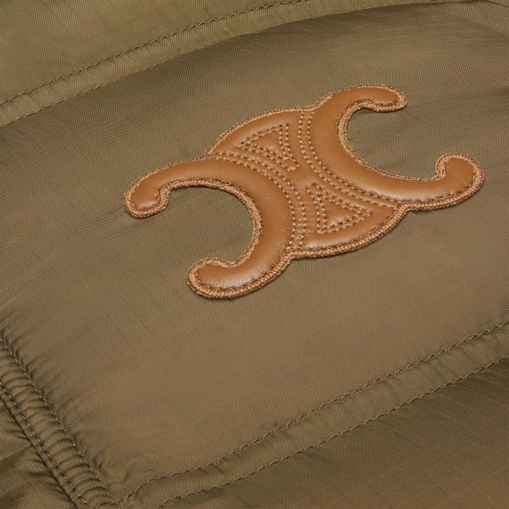 CELINE Kaki Cropped Triomphe Down Jacket in Lightweight Nylon R0ZNN705