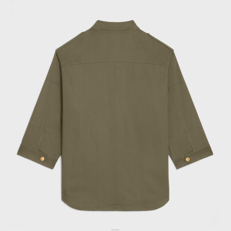 CELINE Kaki Military Jacket in Lightweight Twill R0ZNN703