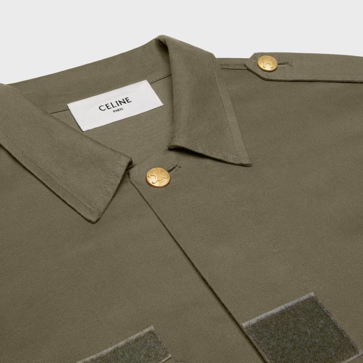 CELINE Kaki Military Jacket in Lightweight Twill R0ZNN703