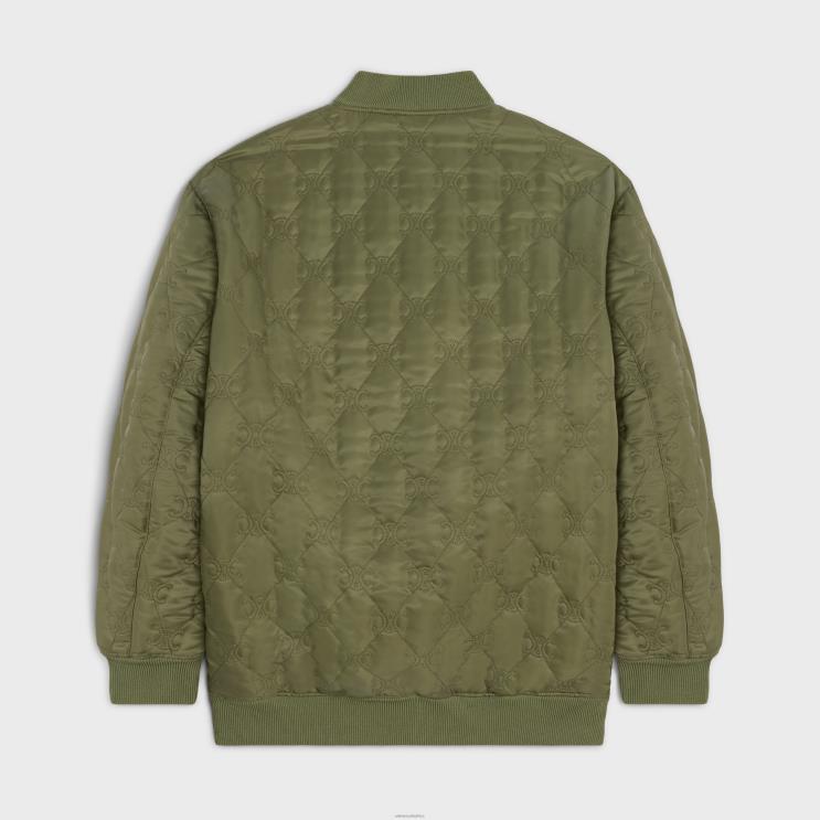 CELINE Kaki Oversized Triomphe Teddy Jacket in Nylon Twill R0ZNN662