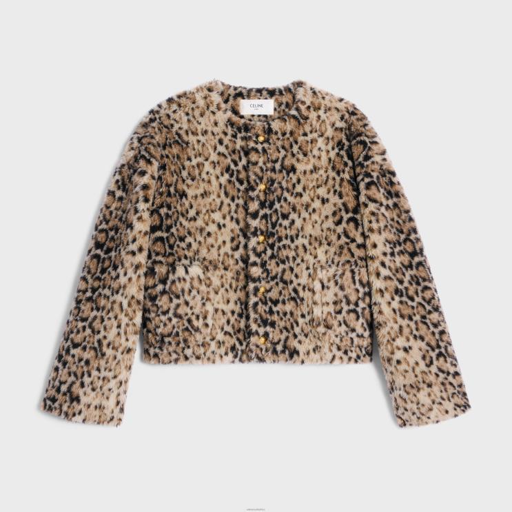 CELINE Leopard Cardigan Jacket in Furry Wool R0ZNN619